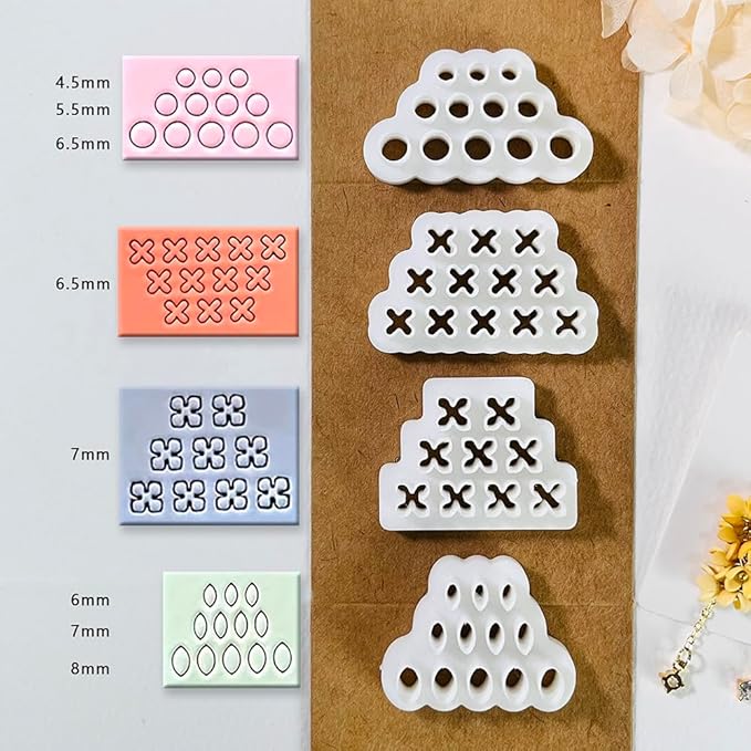 Xaekicr 4pcs Mini Flower Polymer Clay Cutters – Clay Earring Cutters for Floral Jewelry, Polymer Clay Molds for Handmade Accessories, Clay Tools for DIY Crafting