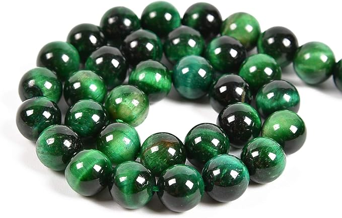 60pcs 6mm Natural Green Tiger's Eye Gemstone Round Spacer Loose Stone Beads for Jewelry Making 15.5" 1 Strand (Green Tiger's Eye, 6mm 60Beads)