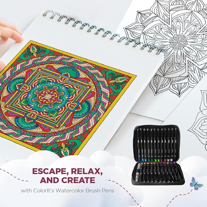 ColorIt Mandalas Volume IV Spiral Bound Adult Coloring Book with 50 Mandala Patterns for Relaxation and Stress Relief - Includes Perforated Pages, Thick Paper, Hardback Covers, and Blotter Page