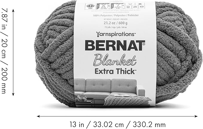 Bernat Blanket Extra Thick Green Frost Yarn - 1 Pack of 21.12oz/598.74g - 100% Polyester - #7 Jumbo - 72 Yards - Chunky Yarn for Hand Knitting, Crocheting, Crafts & Amigurumi