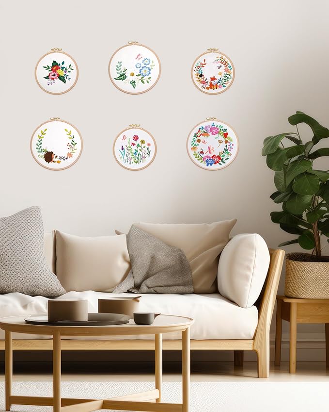 Caydo Luxury Embroidery Kit for Christmas Gift, Beginner Embroidery Kit for Adults with Exquisite Box, Embroidery Hoop, Embroidery Thread and Full Set Embroidery Tools