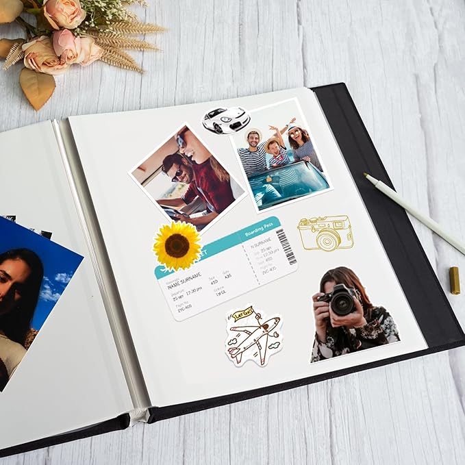 Vienrose Photo Album Self Adhesive for 2x3 4x6 5x7 8x10 Pictures DIY Scrapbook 60 Blank Pages Linen Cover Memory Book for Wedding, Baby Growth, Travel, Grassgreen