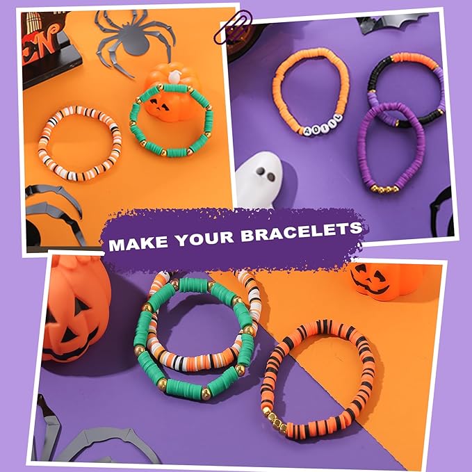 ADIIL 7200pcs Clay Beads Bracelet Making Kit, 6mm Polymer Heishi Beads for Jewelry Making, Friendship Bracelet Kit Birthday Gift for Adults Halloween