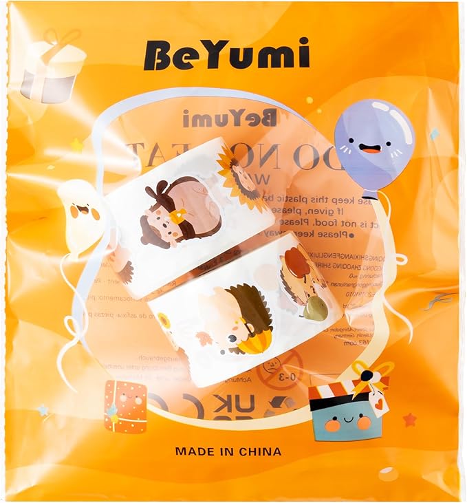 beyumi fall cute hedgehog sticker - 1000pcs fall hedgehog stickers in 2 rolls autumn thanksgiving adhesive kawaii animal decals fall holiday party favor supplies classroom office bottle decor for kids
