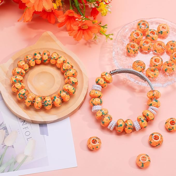AIPRIDY Girls' Lucky Beads Lover Amber Beads, Big Hole Spacer Beads European Craft Beads for DIY Charms Bracelet Jewelry Making (Sun)