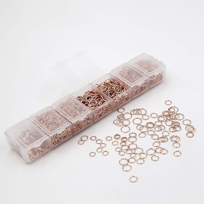 EuTengHao 1504pcs Open Jump Ring and Lobster Clasps Jewelry Repair Tools Jewelry Making Supplies Kit with Jewelry Making Accessories for Necklace Making Repair (Rose Gold)