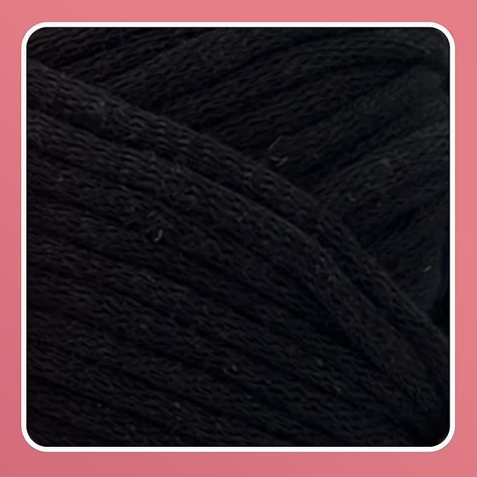 2x3.5Oz Beginner-Friendly Yarn for Crocheting and Knitting;Worsted-Weight Medium #4;Cotton Blend Yarn for Beginners with Easy-to-See Sitches,Great for Amigurumi DIY (Black, 2 Skein)