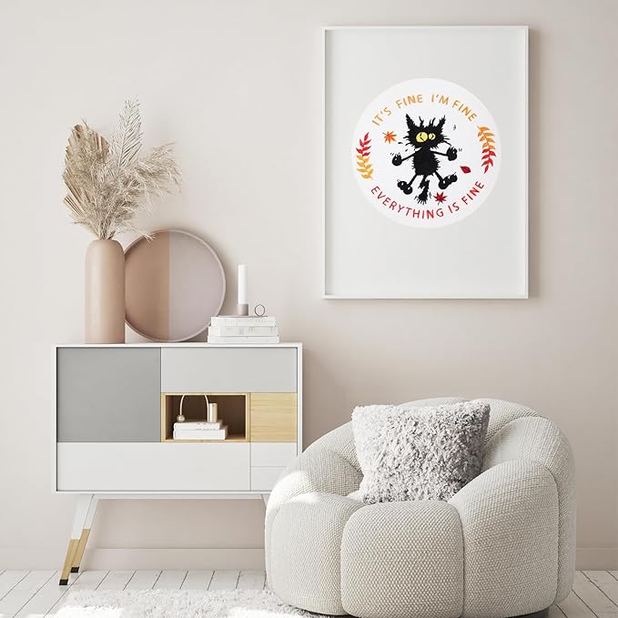 Louise Maelys Cute Cat Embroidery Kits for Beginners with Funny Animal Pattern,Adults Starter Cross Stitch Kit DIY Needlepoint Everything is Fine