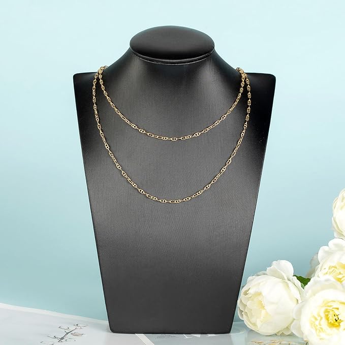YOUBEIYEE 16.4 Feet Light Gold Jewelry Chain Bulk 18K Gold Plated Brass Chain Tiny Pig Nose Chain Necklace DIY Jewelry Chain Roll with Jump Rings and Lobster Clasps