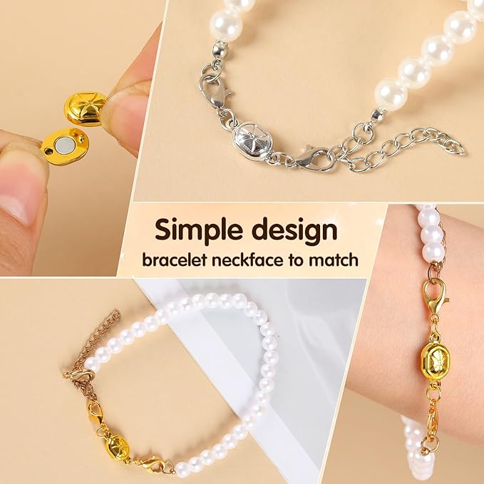 magnetic necklace clasps and closures-magnetic necklace clasp set, double locking design, gold and silver (4pcs gold)