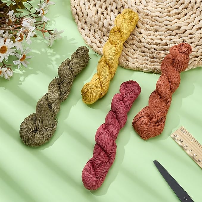 FREEBLOSS 4Pcs Sashiko Thread 110 Yards*4 Colors Natural Dyeing Cotton Embroidery Thread Japanese Quilting & Embroidery Sashiko Kit Supplies