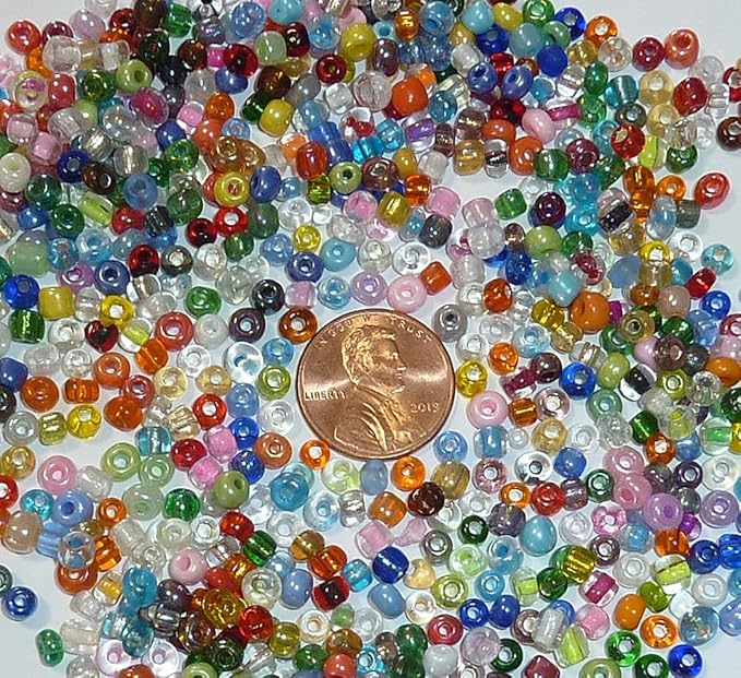 Seed Beads 6/0 4mm Glass Pony Beading DIY Craft Jewelry Making Assorted Mixed Colors, Large Bulk Set of Beads (Mixed Colors 3/4 Pound)
