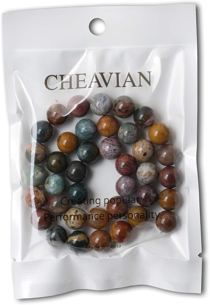 35PCS 10mm Natural Marine Agate Round Loose Beads for Jewelry Making DIY Findings 1 Strand 15"