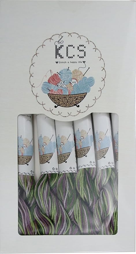 KCS Big skeins of 25 Meters Size 25 Color Variegated Cross Stitch Stranded Threads,6 skeins,4505