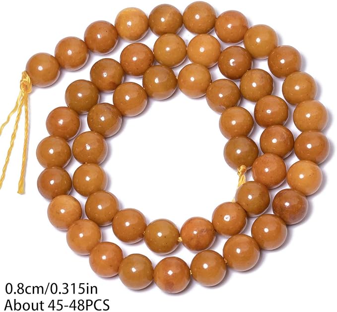 Stone Beads, 45pcs Warm Brown Jasper, 8mm Round Loose Beads for Jewelry Making, Bracelets, with Bag, String & Card