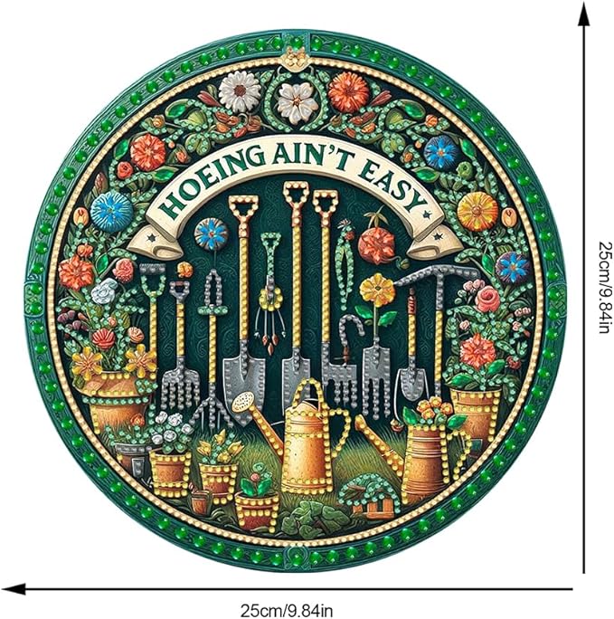 POETRYDRAW DIY Hanging Diamond Art Pendant Kit Garden Tools, Special Crystal Diamonds Painting Ornament for Adults, 5D Diamond Art Suncatchers Double Sided Board Gem Painting Box Kit