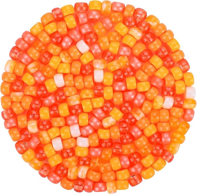 plastic pony beads for jewelry making, 1200 pieces, multi-color, 0.35 x 0.22 inch, diy craft beads for bracelets and hair braids (sun)