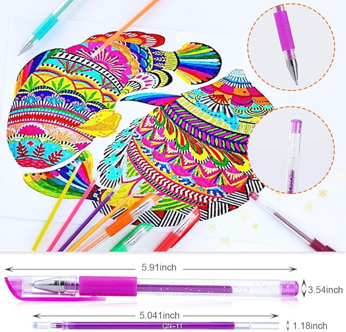TANMIT Glitter Gel Pens, 160 Pack Glitter Pen with Case for Adults Coloring Books, Artist Colored Gel Markers with 40% More Ink for Drawing Scraobooking Writing Doodling