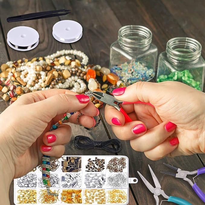 anezus Jewelry Repair Kit with Jewelry Pliers, Jewelry Making Tools, Beading String and Jewelry Making Supplies for Jewelry Repair, Jewelry Making and Beading