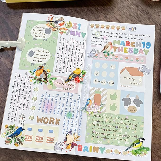 50Pcs Waterproof Vintage Stickers,Scrapbooking Supplies Kit,Aesthetic Decorative Craft Sticker for Planner, Bullet Journaling, Junk Journal, Water Bottles, Laptop, Retro Craft.Bird