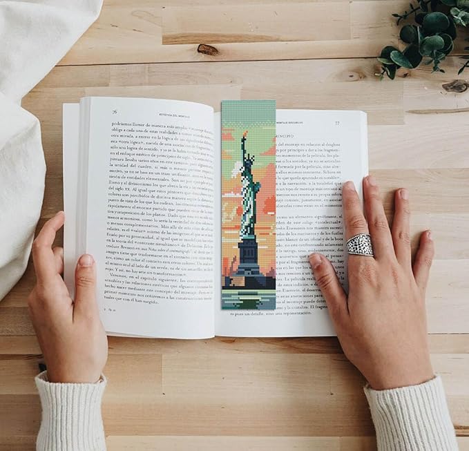 NEGEKFKX 6 Pcs Cityscape Cross Stitch Bookmark Kit for Adult Beginners,Famous Buildings Cross Stitch Kits 14 CT DIY Crossstitch Kits Adult Stamped Bookmark Embroidery Bookmarks Kit