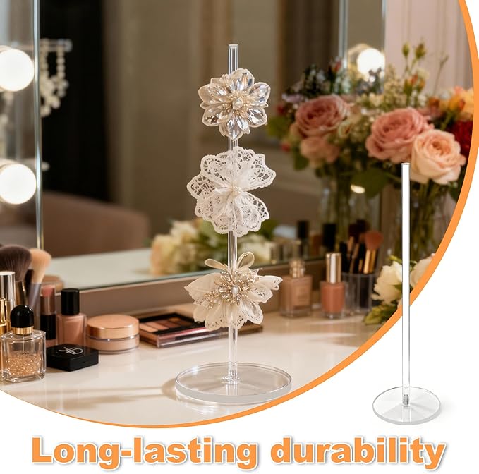 4Pcs Acrylic Ribbon Holder Rack,Washi Tape Organizer Wire Spool Stand Clear Acrylic Pack RibbonTape for for Sewing and Craft Rooms