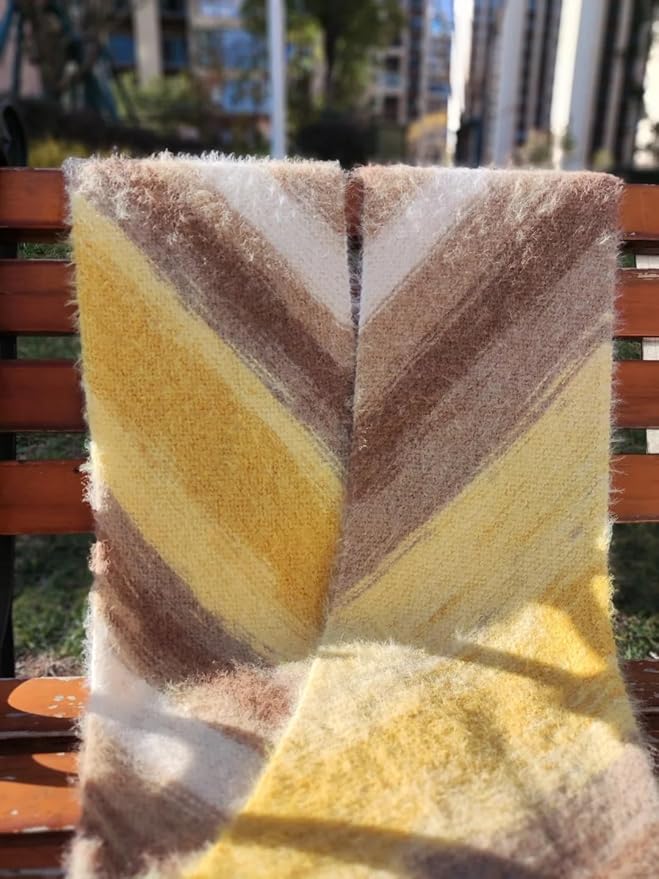 Snowbaby Wool Acrylic Blend Long Pile Yarn,(Worsted) Luxurious Fuzzy Multicolor Gradient Yarn for Knitting and Crocheting Hat Scarf Sweater, 2 * 3.52oz/100g 207yds(56-Warm Autumn Sun)
