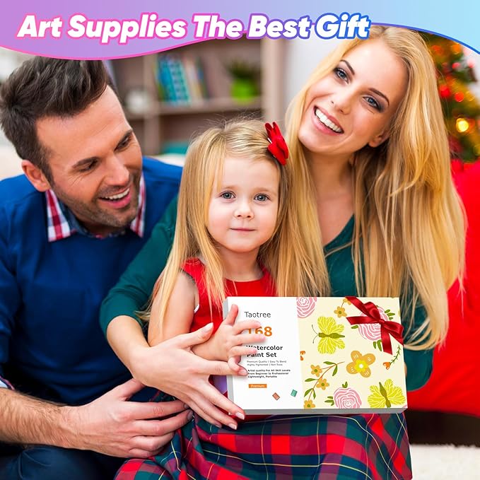 Taotree Watercolor Paint Set 168 Colors, Art Supplies Watercolors Kit Travel Water Colors with 3 Paints Brushes, Crafts Painting Supplies, Drawing for Adults Artist Drawing, Painting