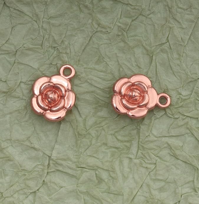 30 Pcs Rose Charms Vintage 1.6 X 1.2 X 0.4 CM Chic Flower Pendants for DIY Jewelry Making Kits Necklace Bracelets Earring Keychain Accessories