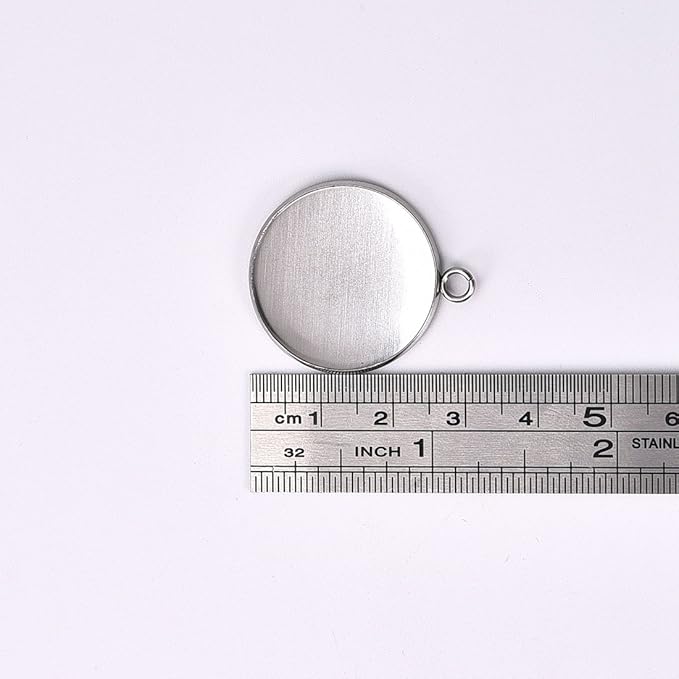 LANBEIDE Silver Pendant Trays for Jewelry Making Kits, 40 Pieces Stainless Steel Round Bezel with 40 Pcs Clear Cabochon Dome 25mm / 1 Inch Diameter (Total 80 Pcs)