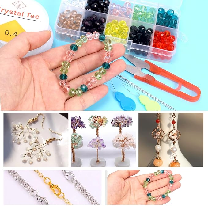 Glarks 1250Pcs Jewelry Making Kit, Jewelry Making Supplies with Jewelry Making Pliers Tool, Beading Wires, Jewelry Findings for Jewelry Making, Wrapping and Repair