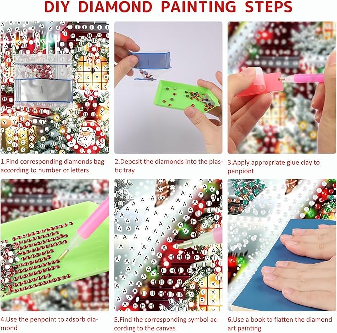 SENQAO Christmas Diamond Art Hanging Kits for Adults, Christmas Tree House Diamond Art Suncatchers, 5D Special Shape Diamond Painting Pendant Window Ornament Gifts for Home Door Wall Decor