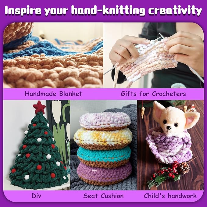 8 Pcs Chunky Yarn for Hand Knitting - Chunky Chenille Yarn for Crocheting - Fluffy Yarn for Crochet - Jumbo Yarn for Hand Knitting 25 yds 7.7 oz of Super Bulky Yarn (Big Red)