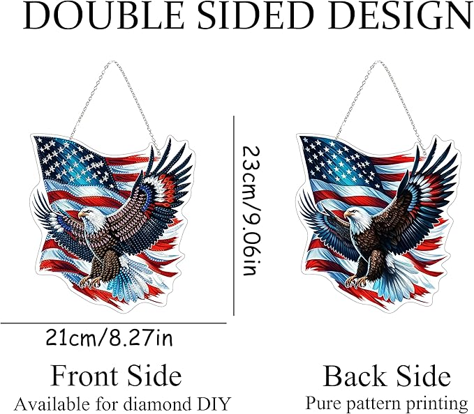 Diamond Art Hanging Kit for Adult,4Th of July Special Shaped Rhinestone,Double Sided DIY Acrylic Diamond Art Painting Window Pendants Home Garden Wall Hanging Kits Hanging Ornament (Independence Day)
