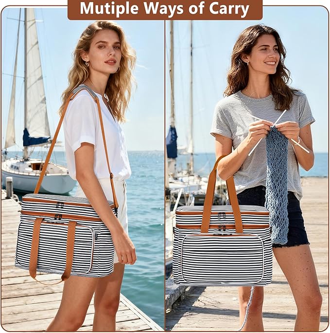 IBFUN 3PCS Crochet Bag with Wrist Yarn Holder, Large Yarn Storage Tote Waterproof Knitting Bag Organizer with Adjustable Strap for Hooks, Needles (Up to 14"), Accessories, Crochet Lovers, Tangle-Free