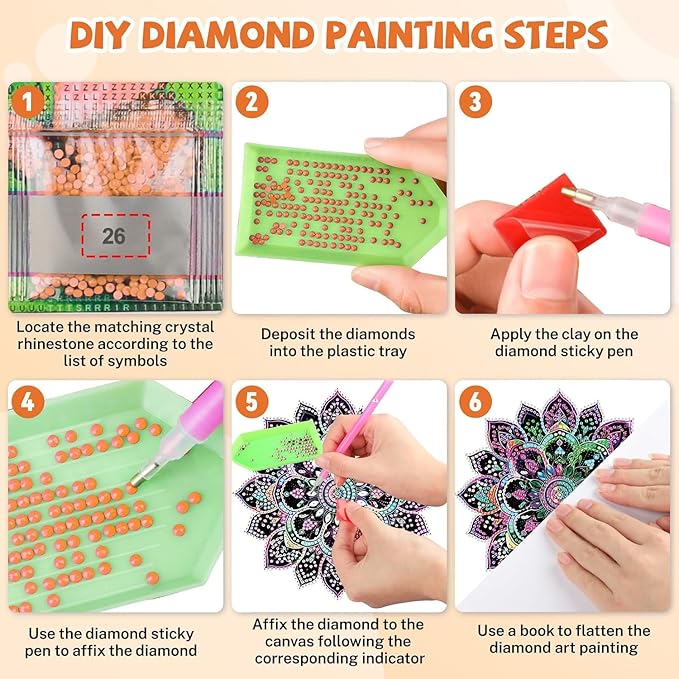 Masendp Mandala Pattern Diamond Painting Hanging Decor Kit, DIY Special-Shaped Rhinestone Window Hanging Kit, Suitable for Home and Garden Wall Decoration Gifts