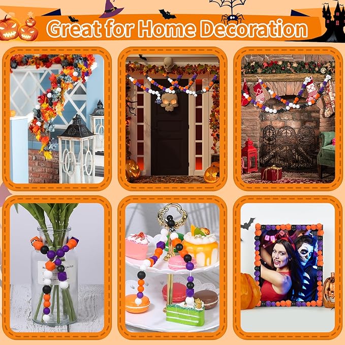 145 PCS Halloween Silicone Beads Kit - Round Loose Beads with Pumpkin Skull, Ghost, Bat & Polygonal Pastel Shapes for Home Decor, Crafts & Jewelry Making