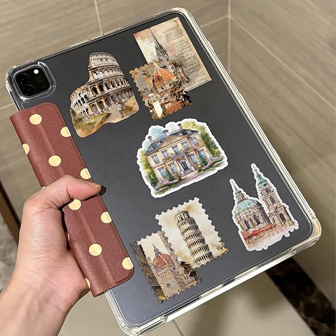 100Pcs World Travel Architecture Stickers - Thick Durable Vinyl for Suitcase, Laptop, Water Bottle, Journal | Unique Travel Souvenirs for Travelers, Women | Ideal Birthday/Christmas Gift
