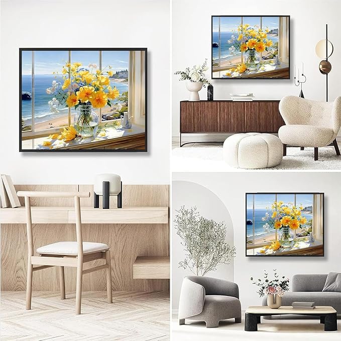 Vase Flower Paint by Numbers for Adults with Framed Canvas-with Wooden Easel,Paint by Number on Canvas Flowers,DIY Acrylic Oil Painting Kits with Brushes Nice Gift Box for Home Wall Decor(12x16inch)