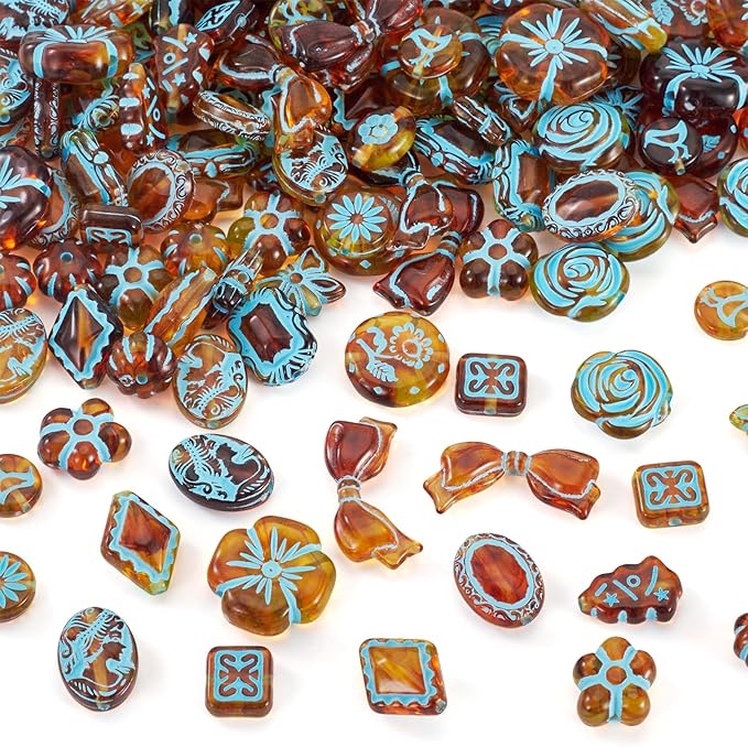 Cheriswelry 160Pcs Assorted Acrylic Beads Vintage Beads Bracelet Making Set Flat Round Flower Butterfly Bow Bead Printed Aesthetic Bead Spacer 11.5-20mm for Necklace Keychain Earring Jewelry Making