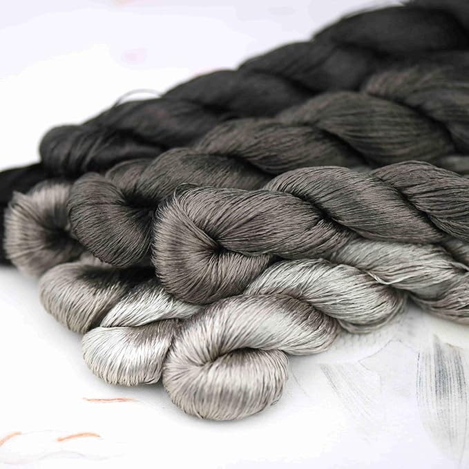 Natural 100% Silk Thread, Handmade Embroidery Thread Silk Floss 8 Colors 110m Each (78)