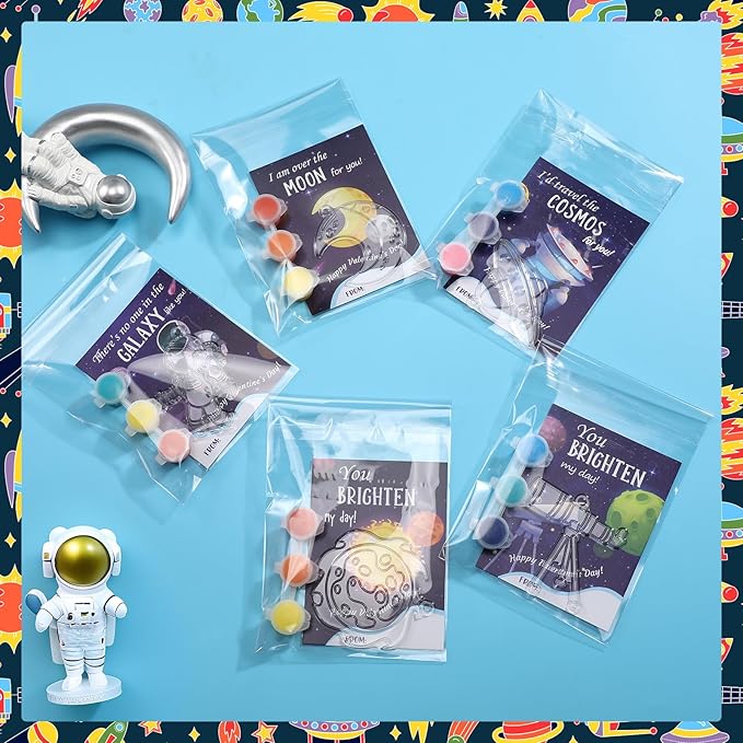 Geelin 24 Sets Galaxy Solar System Suncatchers DIY Paint Window Art Craft Kits, Outer Space Planet Rocket Sun Catchers for Home Decor, Birthday Space Party Favor Gift, VBS 2026 Craft Activities