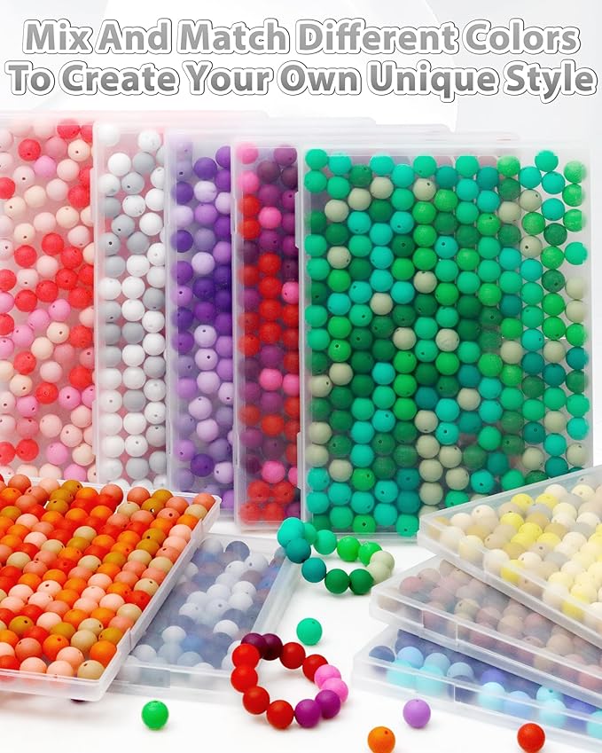 160pcs fiveizero 15mm silicone beads for keychain making - mixed color round rubber beads bulk, diy craft supplies for bracelets necklaces pens(white)