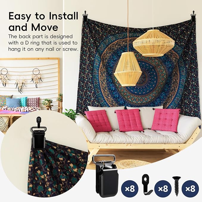 4 Pack Heavy Duty Tapestry Hangers Clamps, Non-Slip Quilt Hangers for Wall Hangings, Powelful Grip Wall Clips Great for Large Quilts, Rugs, Carpets,Spring Home Decor Damage-Free Display (Bronze)