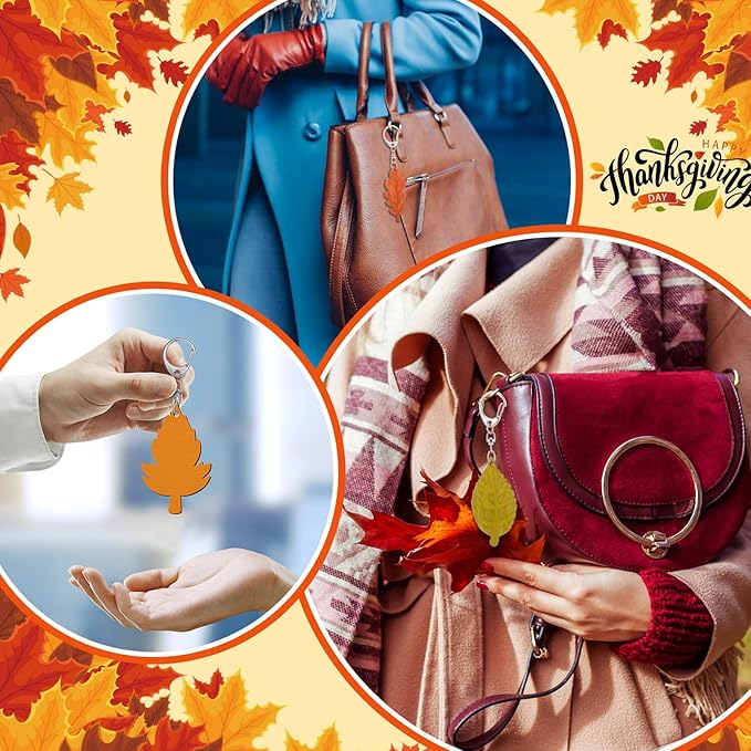 Trnayi 36 Pcs Thanksgiving Maple Leaf Wood Crafts Color Your Own Maple Leaf Keychains DIY Coloring Gifts for Thanksgiving Painting DIY Arts Crafts Project Home Decoration