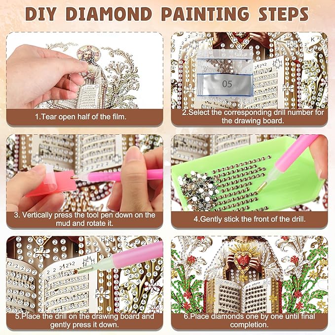 DOMROM Jesus Diamond Art Hanging Kits for Adults Beginners, Special Shaped Crystal Diamond Painting Jesus Pendant, DIY Diamond Art Suncatchers Christmas for Home Garden Wall Decor Gift
