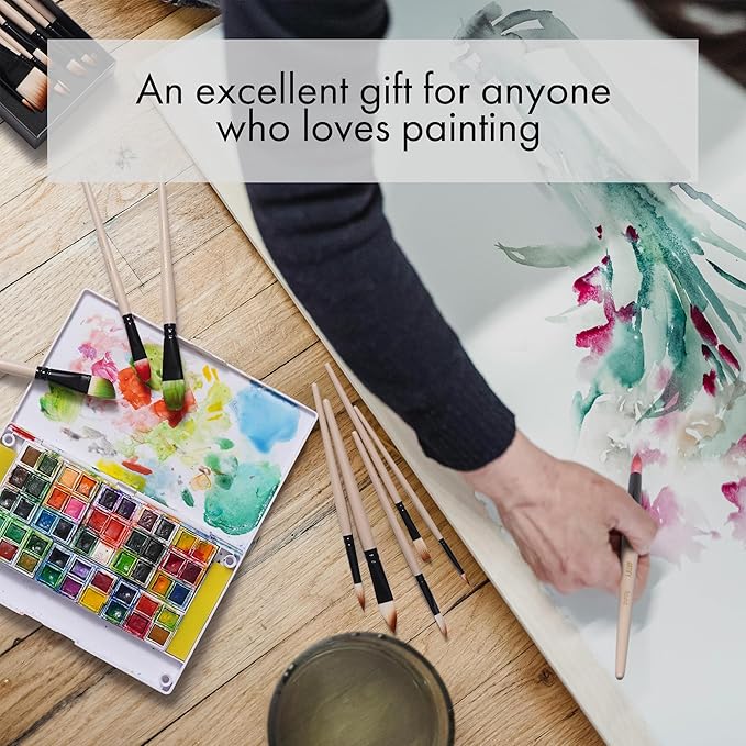 ARTIFY Watercolor Brush Set, 17 Pcs Professional Paint Brushes with Case for Beginners and Artists, Various Shapes, Optimized Hairs for Watercolor, Gouache, Ink, Tempera, and Fabric Painting