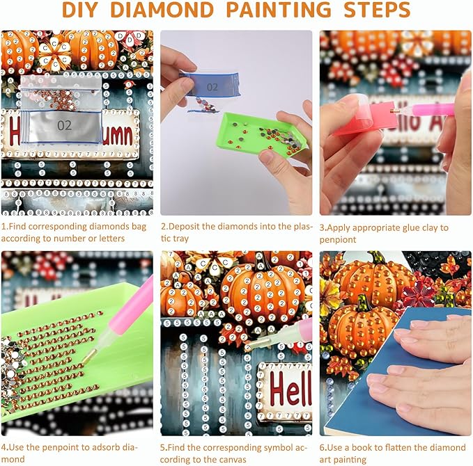 SENQAO Fall Chicken Diamond Art Hanging Kits for Adults Kids, Acrylic Diamonds Painting Pendant Board Kit Truck, Diamond Art Painting Window Pendants Home Garden Wall Hanging Kits Hanging Ornament