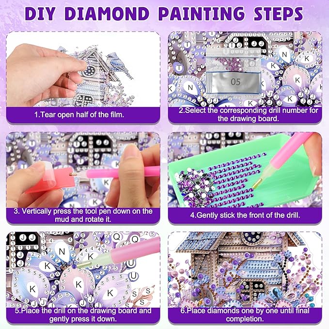 DOMROM Bird House Diamond Art Hanging Kits for Adults Beginner, Special Shaped Crystal Diamond Painting Bird Pendant, DIY Diamond Art Suncatchers Animal for Home Garden Wall Decor Gift
