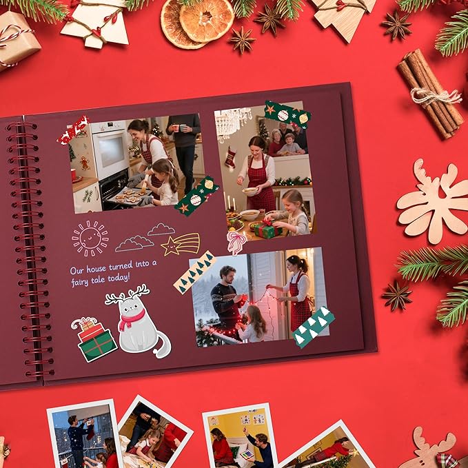 Scrapbook 7x7 Inch DIY Scrapbook Album Hardcover Kraft Paper Scrap Book Photo Albums 40 Pages Perfect for 4x6 / 5x7 Photos Memory Book for Family, Wedding